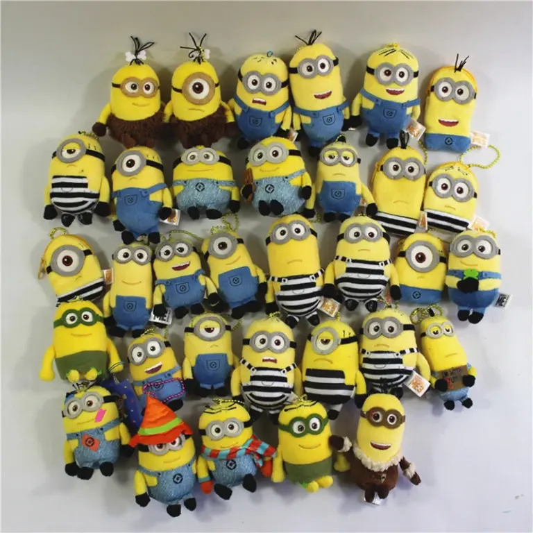 1 unidad Llavero de peluche de Minion de Despicable Me (Kevin, Bob) – Bonito colgante de Minion para coche, juguete infantil, regalo de fiesta