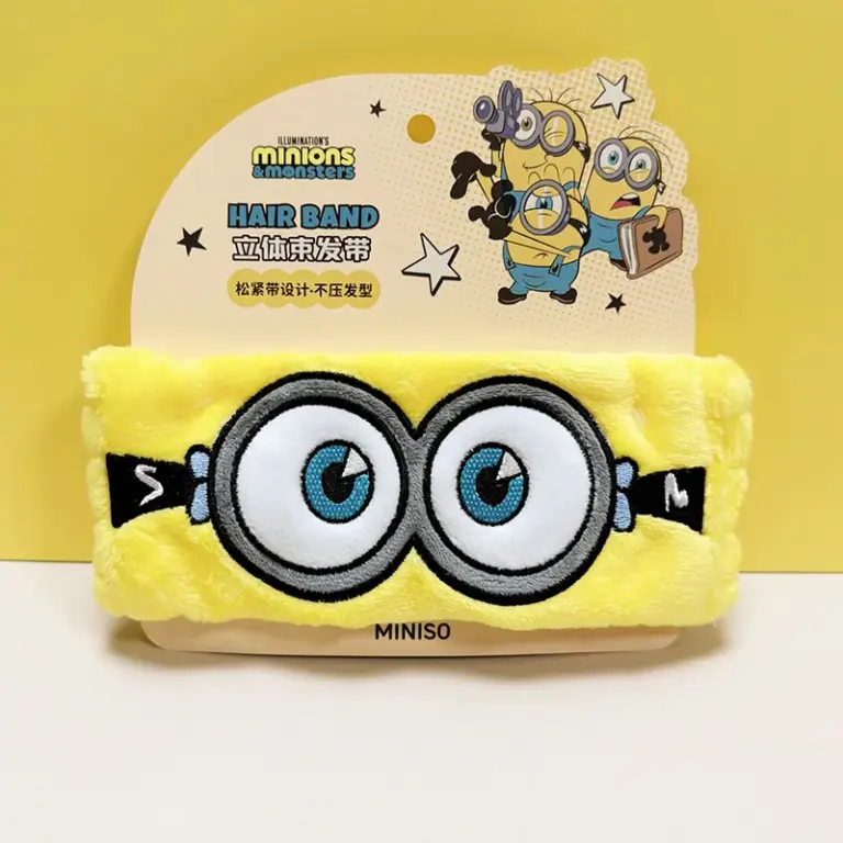 Diadema de peluche 3D de Minions vs. Big Monster con licencia, suave y esponjosa, para lavarse la cara, accesorio de pelo de dibujos animados lindo