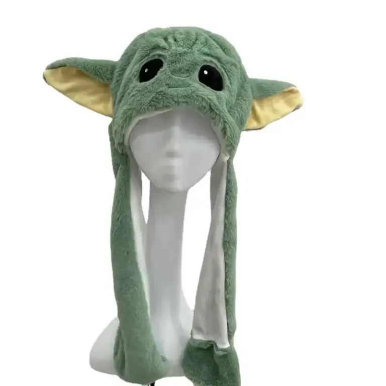 Gorro de Conejo con Orejas Móviles de Anime Baby Yoda, Divertido Gorro de Conejo Kawaii para Invierno, Gorro de Cosplay para Fiestas de Cumpleaños, Regalo