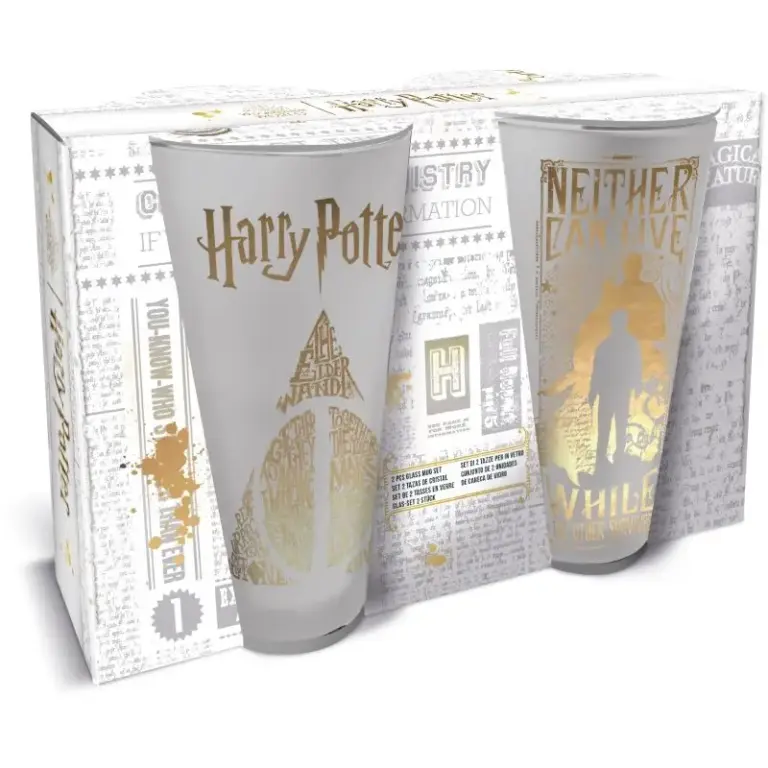 Juego de 2 vasos de agua de cristal de 490 ml de Harry Potter