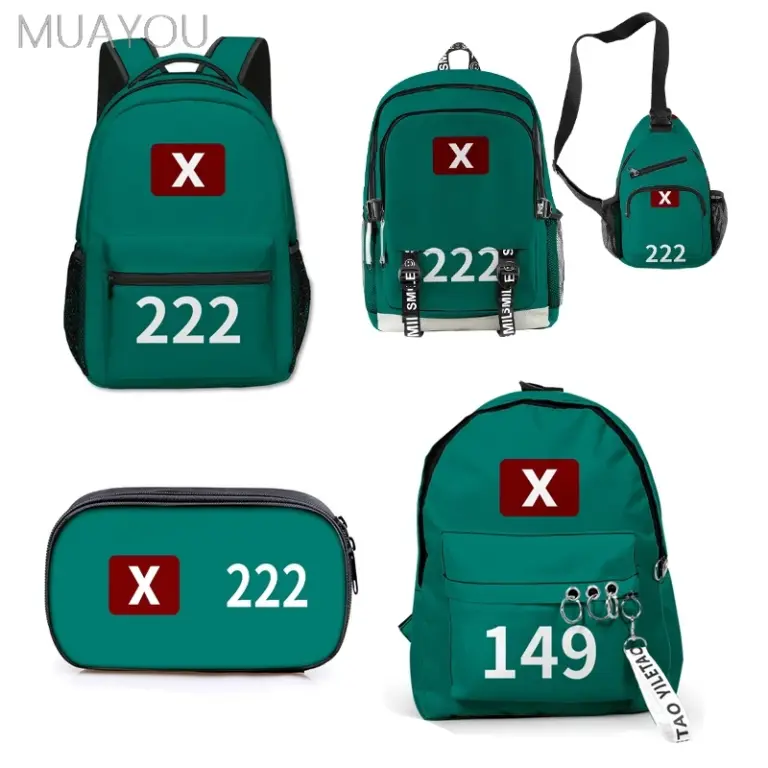 Mochila para juegos de Calamari, estuche para lápices, bolso de hombro, película coreana 456 001 X O, mochila escolar impermeable de gran capacidad impresa