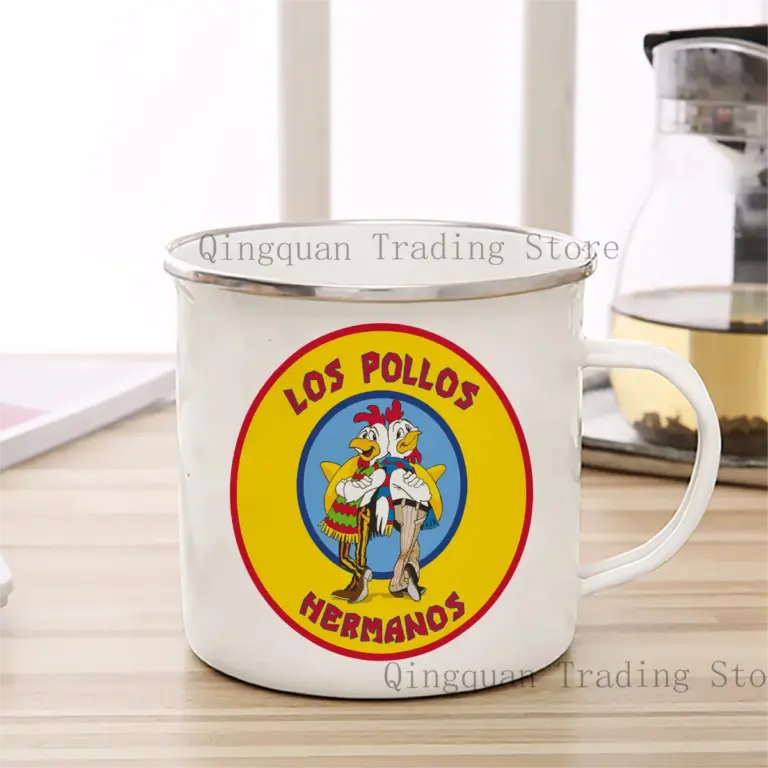 Taza esmaltada de los pollos hermanos, taza de café de 11oz, divertida taza de cerámica para café, té y cacao, taza para beber té con asa