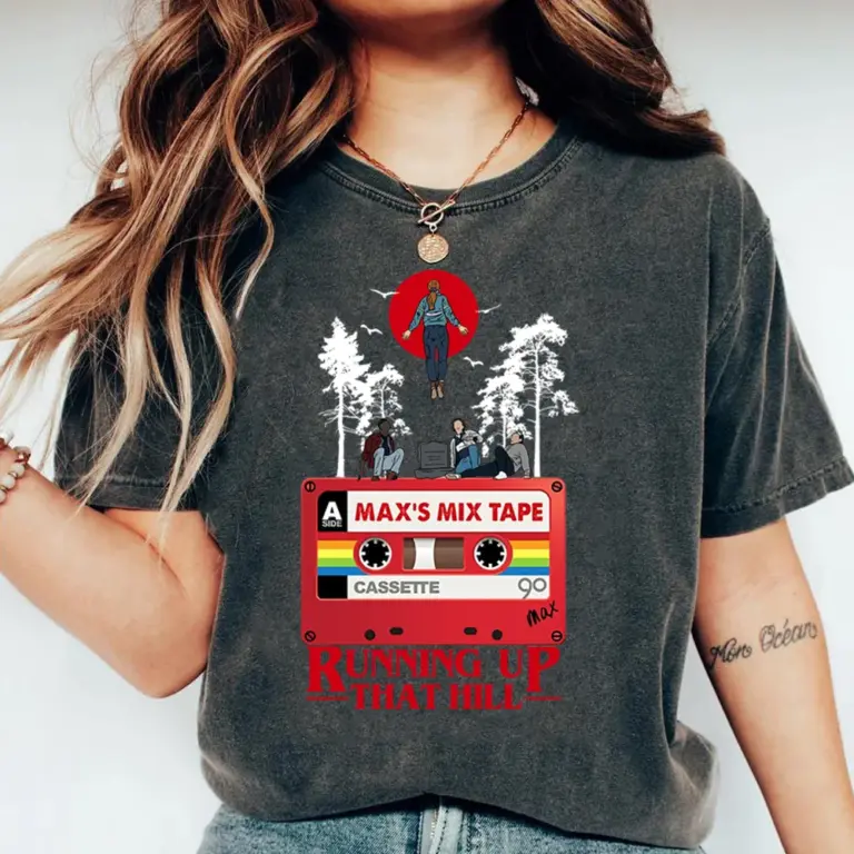 Camiseta con canción favorita de 2025 Max Run Up That Hill, camisetas de Will Byers Eleven, camisetas al revés, camisetas inspiradas en programa de televisión de moda, regalo