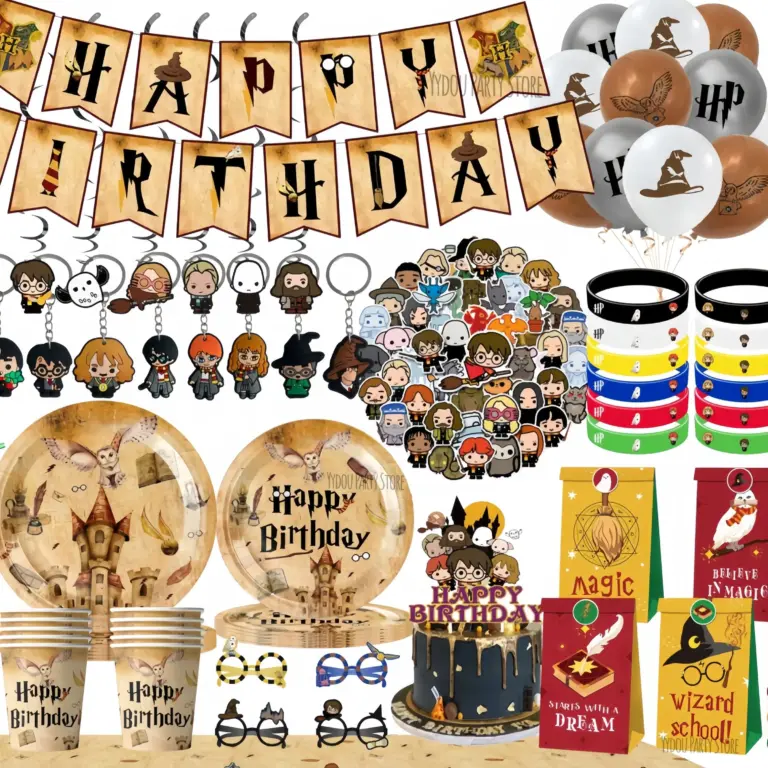Artículos para Fiestas de Cumpleaños de la Academia de Magia, Decoración con Temática de Harry, Platos, Vasos, Servilletas, Globos para Niños, Regalos, Accesorios para Fotos