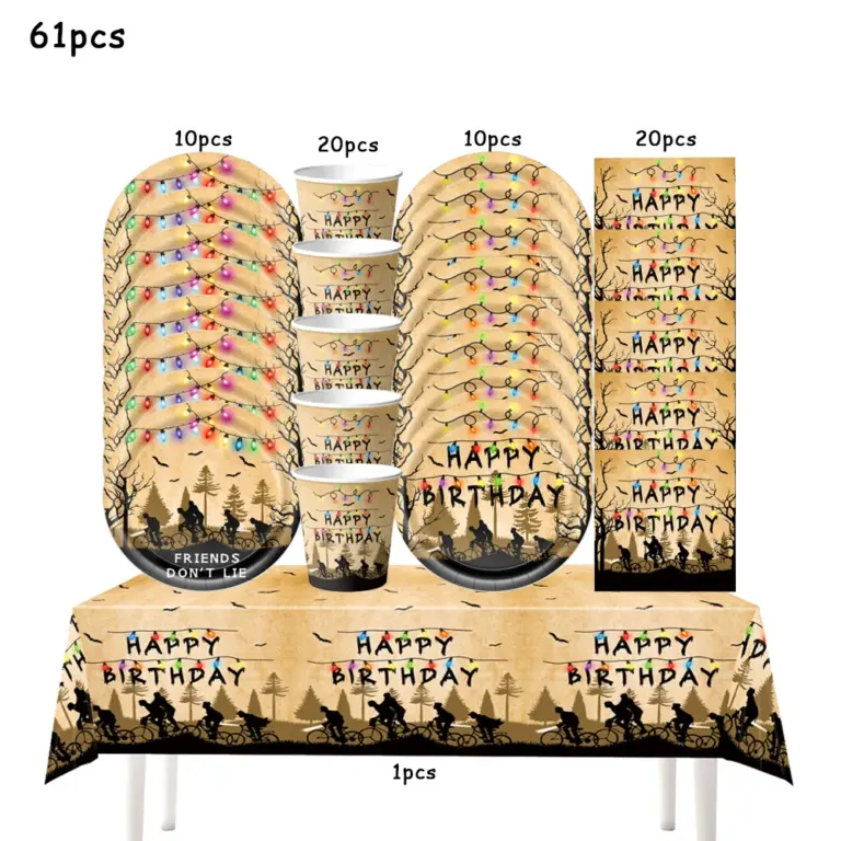 Set de Decoración para Fiesta de Cumpleaños de Stranger Things Temporada 5, Vajilla Desechable, Globo de Pastel, Bolsa de Regalo, Mantel, Plato, Artículos para Fiestas Infantiles