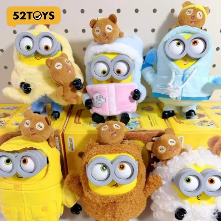 52TOYS Bob Tim Minions Serie Better Together, Figura de Peluche de Anime, Linda y Moderna, en Caja de Regalo, para Colección