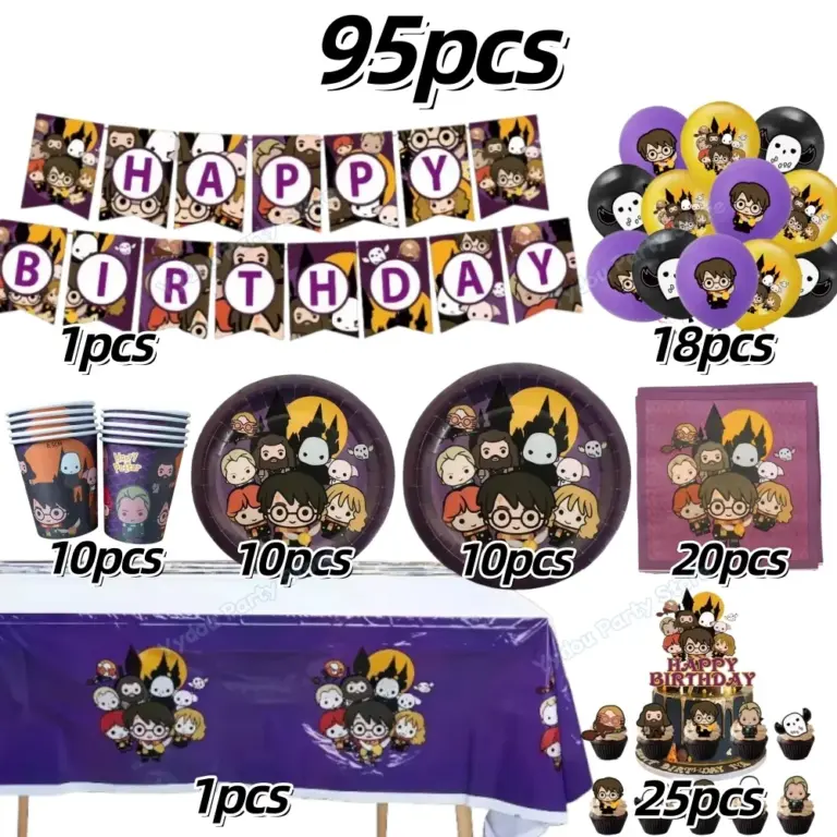 Decoración para Fiesta de Cumpleaños Temática de Harry Potter, Vajilla de Academia Mágica, Platos, Vasos, Servilletas, Globos, Regalos para Niños, Accesorios para Fotos