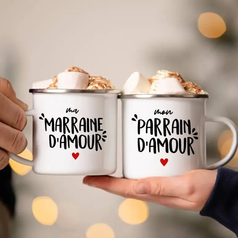 Mejor padrino y madrina del mundo, tazas esmaltadas con estampado francés, regalos para hermanos, hermanas y amigos, bebida, taza de café con leche, taza para acampar