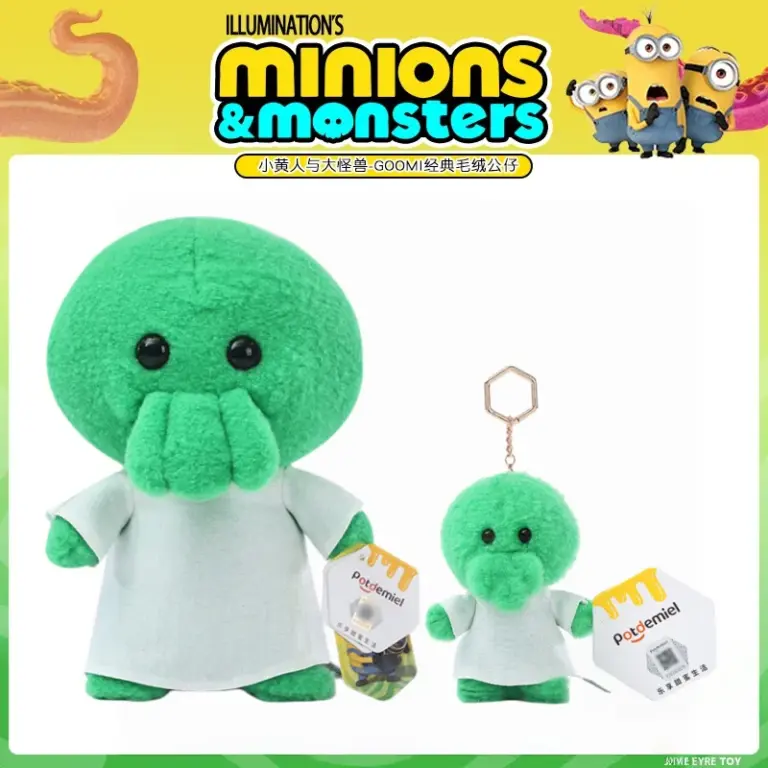 Llavero de peluche original de Minions Monsters en stock, muñeco de peluche suave, juguete de peluche, decoración para bolso, regalo Kawaii Goomi ‌   Regalo de Navidad
