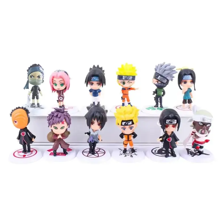 6 unids/lote NARUTO Sasuke Gaara Uchiha Madara figura 7-8cm 2 estilos Base de personalidad Mini figuritas juguetes regalo