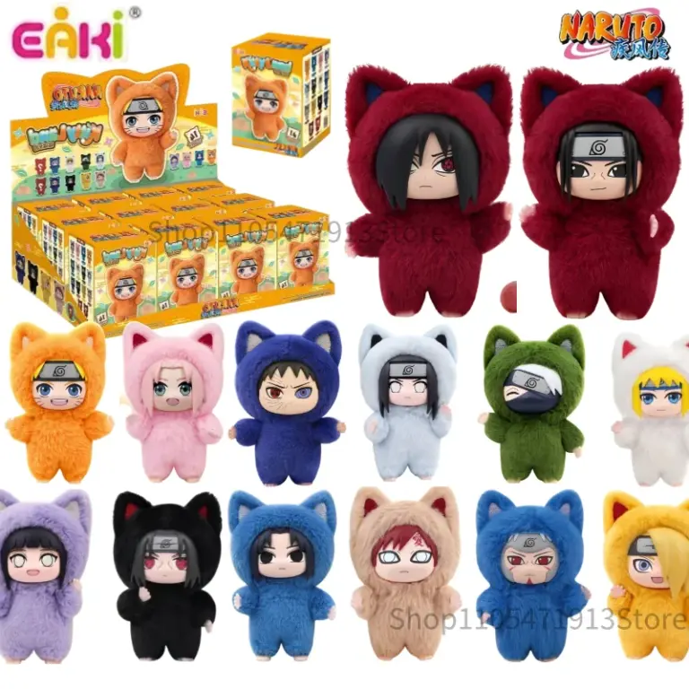 TOPTOY Eaki Naruto V3 Kitten Land Series Caja Sorpresa V2 Muñeco de Vinilo de Peluche con Pijama Figura Articulada Itachi Sasuke Obito Juguete Sorpresa