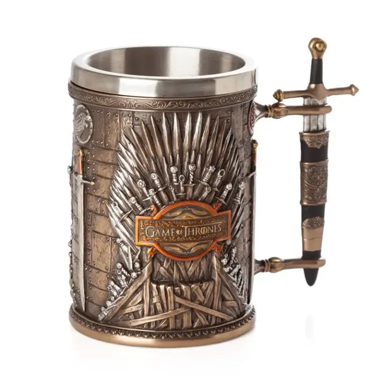 Taza vikinga, taza de café Vintage, cerveza de resina de acero inoxidable, juego de vino con canción de hielo y fuego, copa gótica 3D, copa de whisky