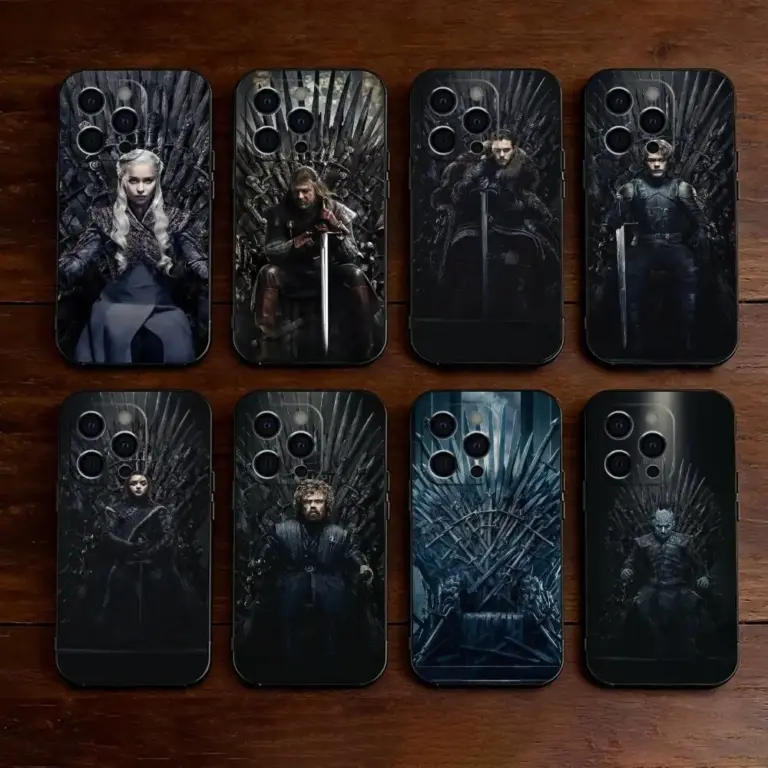 Funda de silicona suave negra con diseño de Trono de Hierro de Juego de Tronos para iPhone 17, 16, 15, 14, 13, 12, 11 Plus, Pro Max, XS