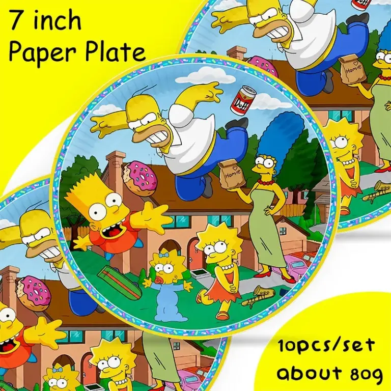 Decoración para Fiestas DIY de los Simpson, Vajilla Desechable de Dibujos Animados, Platos, Vasos, Servilletas, Pegatinas para Cumpleaños