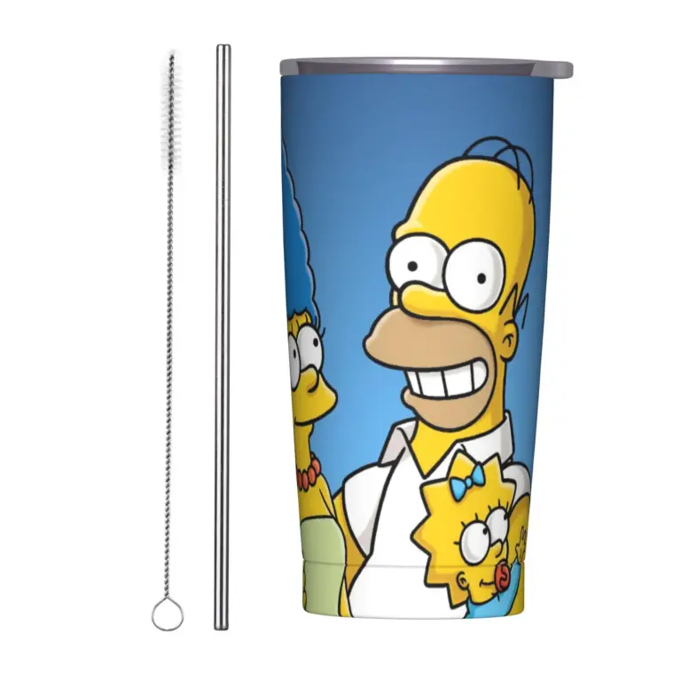 Vaso Térmico de Acero Inoxidable con Diseño de Los Simpson, para Café, Té, Smoothies y Agua
