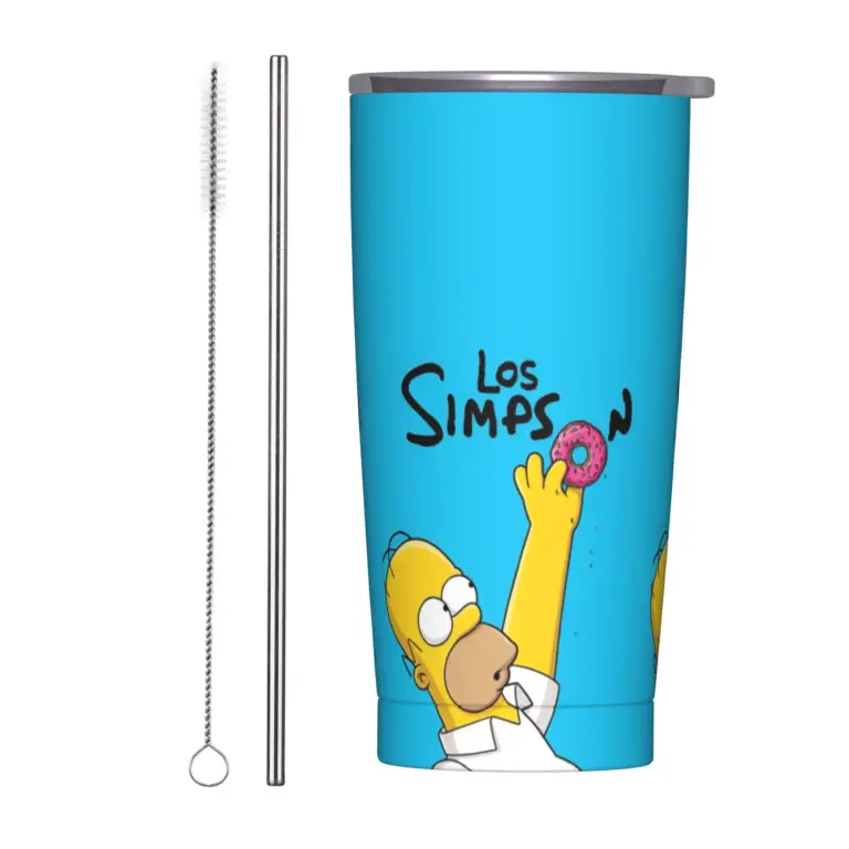 Vaso de Acero Inoxidable con Diseño de Los Simpson, Taza de Café Portátil para Bebidas Frías y Calientes, Botella de Agua para Viajar