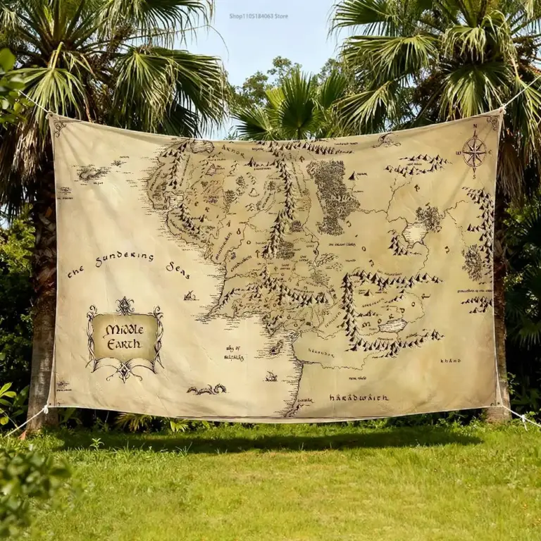 Mapa de la Tierra Media L-Lords The R-Rings bandera tapiz Banner para dormitorio sala de estar al aire libre restaurante Bar decoración de pared fiesta