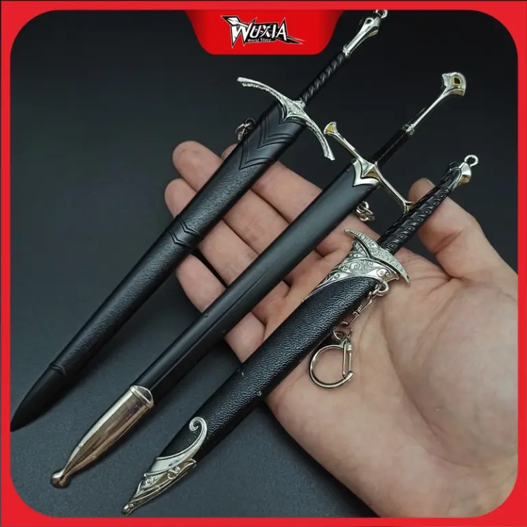 Espada Glamdring Aragorn Narthil de 22 cm, Señor de los Anillos, Espada Medieval de Metal, Katana Samurai, Llavero, Adornos, Regalos, Juguete