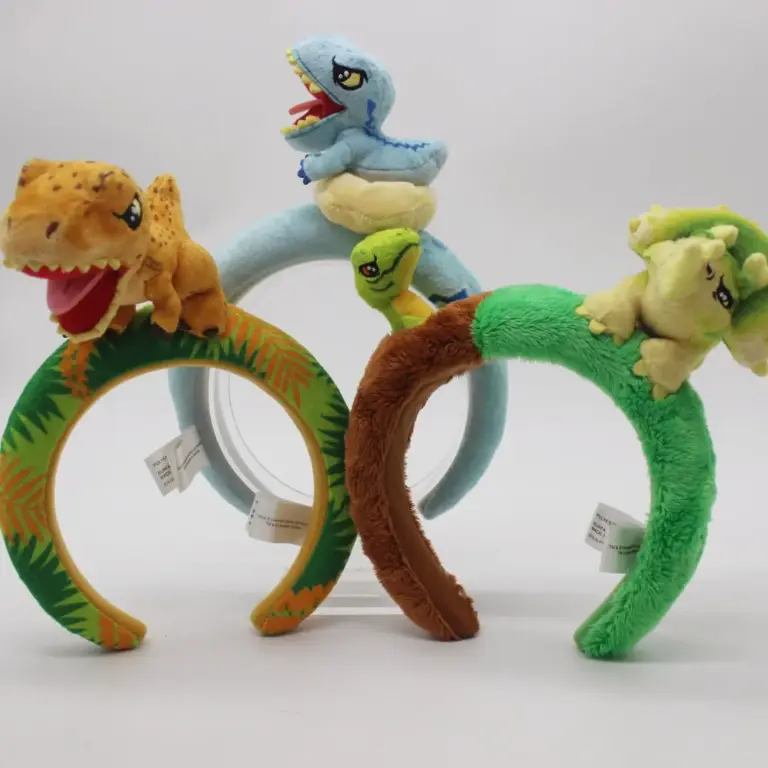 Diadema de Peluche de Dinosaurio T-Rex, Velociraptor, Triceratops de Jurassic Park, Accesorio de Disfraz de Cosplay, Regalo para Niños, Ideal para Parques Temáticos