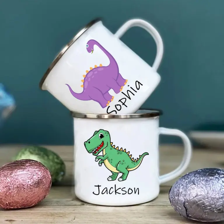 Taza de café de dinosaurio personalizada con nombre, taza personalizada para niños, recuerdos de fiesta de cumpleaños para niños, regalo de Navidad y San Valentín
