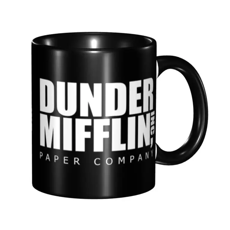Taza de café The Office TV Show Dunder Mifflin Paper Company, taza de leche de té de cerámica personalizada DIY