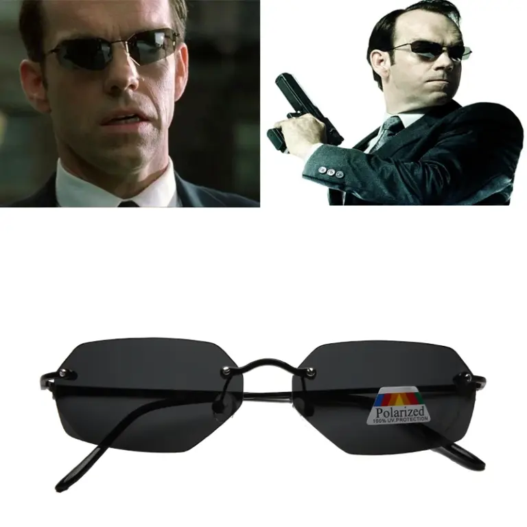 Cool The Matrix Neo Style gafas De sol polarizadas De titanio ultraligeras sin montura para hombres gafas De sol De diseño De marca De conducción gafas De So