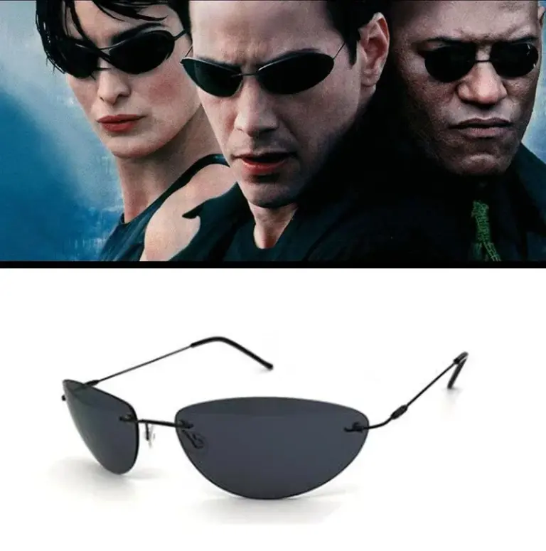 Gafas de Sol Polarizadas de Titanio Estilo Neo de The Matrix, Ultraligeras, Sin Montura, para Hombre, Diseño de Marca, Gafas de Sol para Conducir