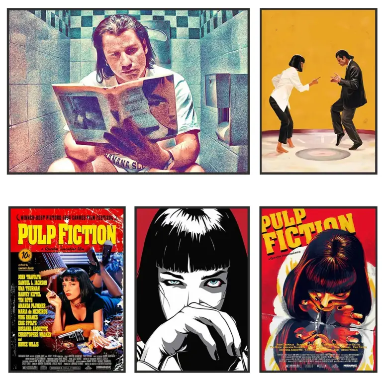 Póster de Graffiti de arte Pop Street, estética, películas clásicas, Pulp Fiction, pintura en lienzo, arte de pared, galería para el hogar, decoración de habitación, Bar, cafetería