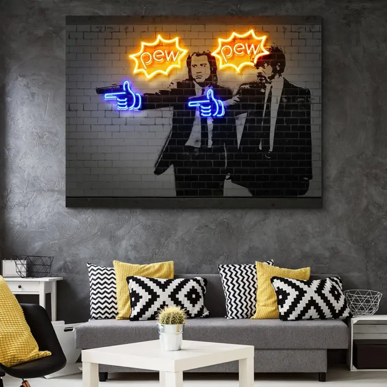 Póster de Pulp Fiction de película, imagen artística de pared, Graffiti callejero, pintura en lienzo, molde, impresiones de neón, decoración nórdica moderna para el hogar y la sala de estar