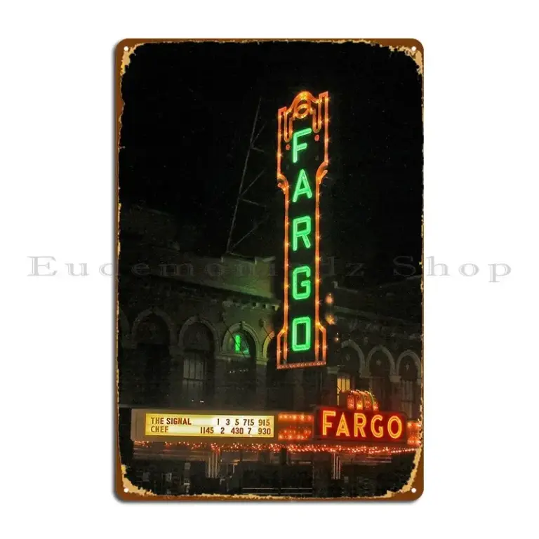 Letrero Metálico Personalizado del Teatro Histórico de Fargo Nocturno, Placa Decorativa para Pared, Letrero de Metal para Sala de Estar o Cuarto