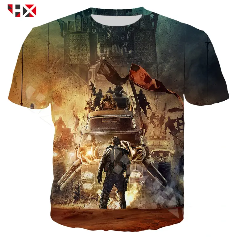 Camiseta de película Mad Max Fury Road para hombres y mujeres, camisetas divertidas con estampado 3D, ropa de calle Harajuku de manga corta, camisetas informales, jerséis T346