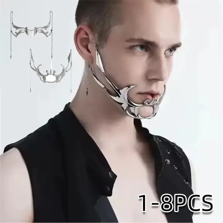 Máscara de Metal Estilo Cyberpunk para Fiestas y Bailes de Graduación, Máscara de Robot, Joyería Irregular Unisex, Accesorios Faciales Metálicos Irregulares para Hombres y Mujeres